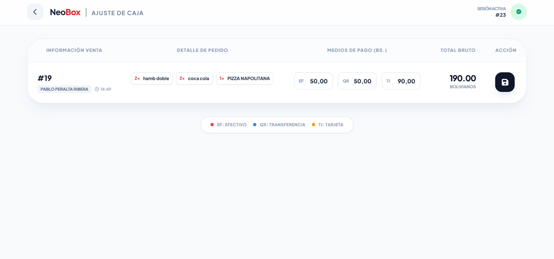 Control de ventas